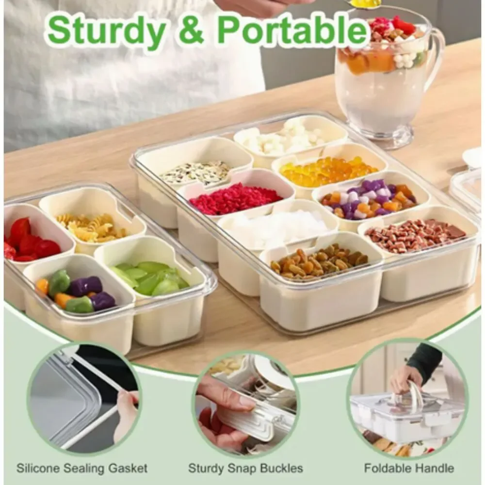 8 + 1 Compartment Food, Fridge, Craft, Office Organizer w/ Handle & Container
